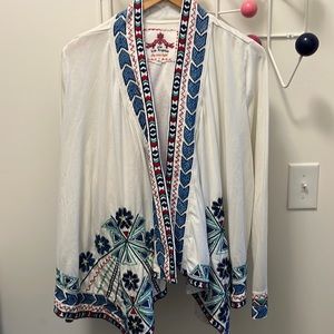 Johnny Was draped cotton cardigan